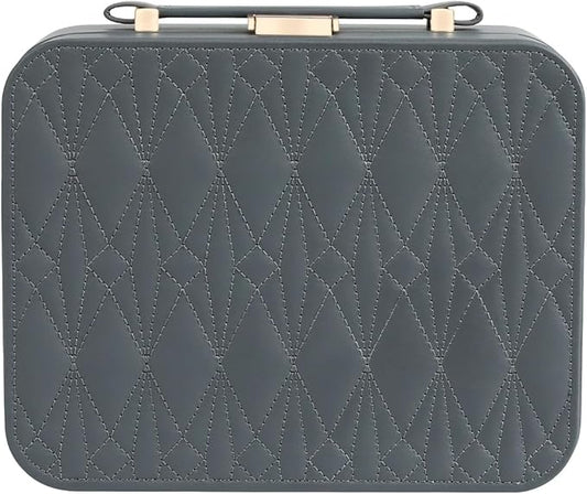Travel Jewelry Case Large, Jewelry Box Large Jewelry Travel Organizer Jewelry Case with Handle, Best Gift for women Girls, Grey