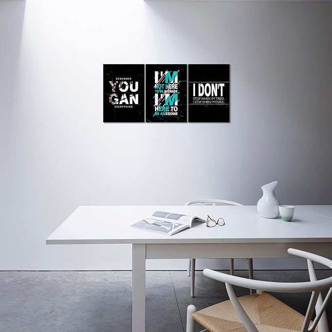 KAWAHONE -3 Pieces Inspirational Quotes Canvas Wall Art, Motivational Canvas Print Positive Encouraging Canvas Posters for Office Home Wall Decor Framed Gift