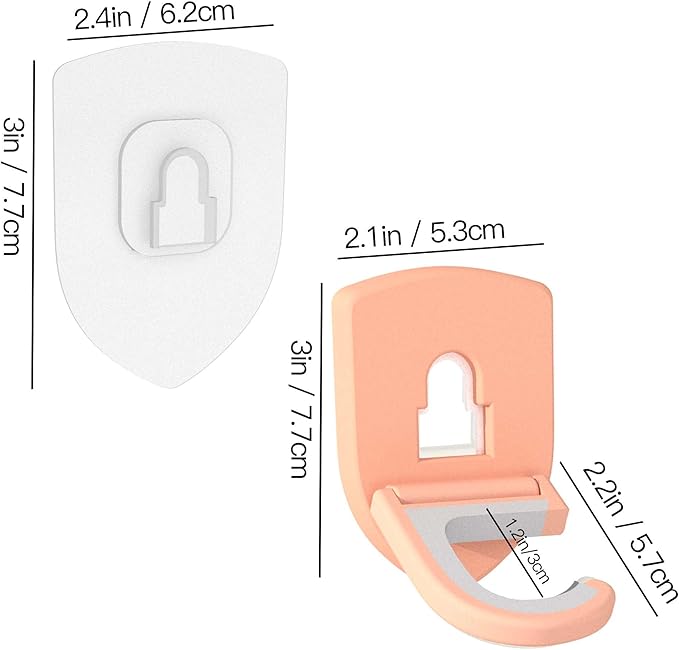 ROCKYGFI Broom Holder Wall Mount Self Adhesive, Broom and Mop Organizer Wall Hanging, No Drilling Anti-Slip Broom Hook Over Door for Home, Kitchen, Garden, Garage Storage (4-Pack, Coral Pink)
