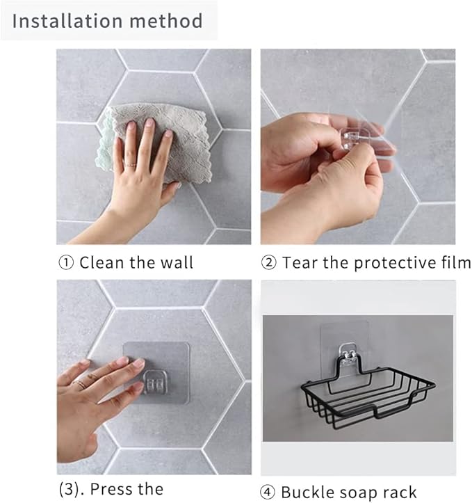 2026 Upgraded Stainless Steel Soap Dish (Set of 2) - No Drill Adhesive Bar Soap Holder for Shower & Sink, Rustproof & Quick-Dry - Fits Most Soaps (5.6"x3.5") (Black)
