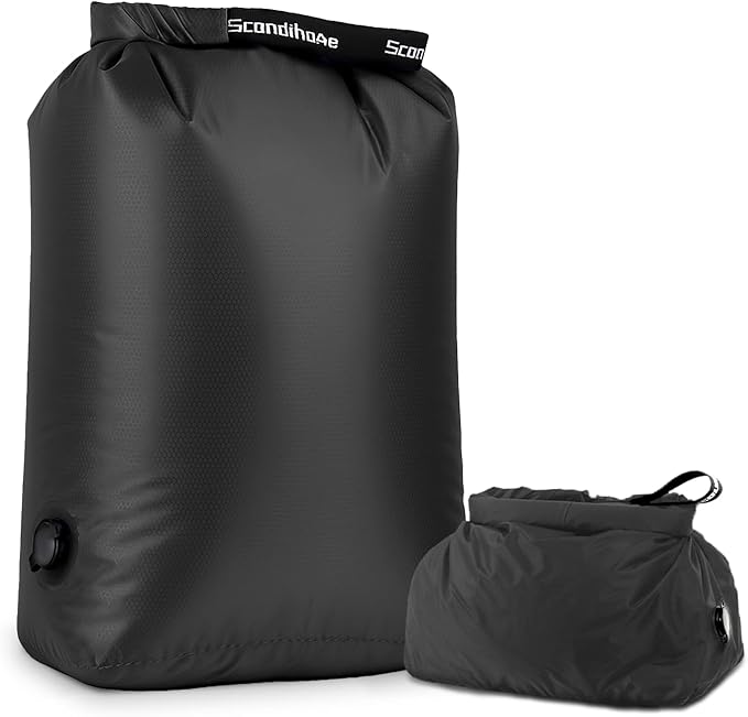 Travel Laundry Bag, Pump-Free Vacuum Compression Dirty Clothes Bag, Small Reusable Waterproof & Washable Laundry Bag, Wet and Dry Bag, Ideal for Suitcases, Road Trip Essentials (1 Pcs) Black