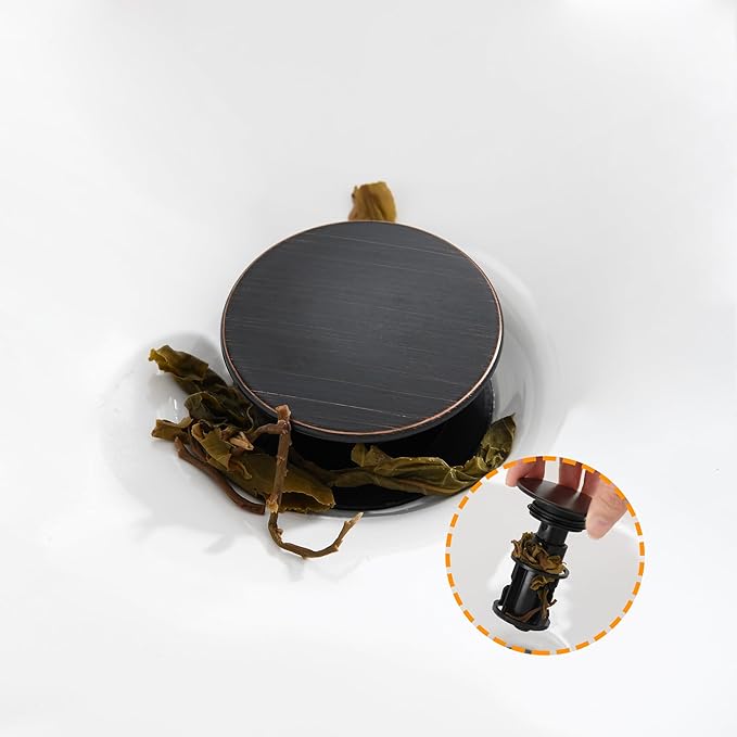 Vessel Sink Drain Without Overflow, Plastic Bathroom Pop up Sink Drain Fit for 1 3/4 Inch Vessel Sink, Built-in Anti Clogging Sink Stopper, Oil Rubbed Bronze