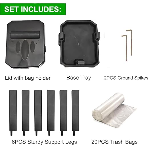 HolaKit Collapsible Trash Bag Holder with Reinforced Legs and Bonus Inner Storage Compartment, Portable Trash Can, Outdoor Waste Bin with 20 Bags Included for Camping, RV, Picnic, and Home Use