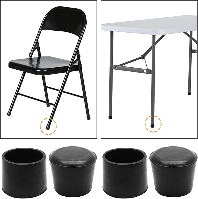 Piutouyar Round PVC Rubber Furniture Covers, 38mm / 1.5 Inches Table Chair Leg Tip Protectors, Non-Slip End Cap for Protect Surfaces, Black (16Pcs)