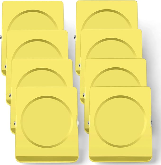 Grtard Strong Magnetic Clips, 2.2 Inch Extra Large Magnetic Clips Heavy Duty, 8Pack Magnet Clip for Fridge, Clip Magnets for Refrigerator, Whiteboard, Classroom, Kitchen, Office Organizer (Yellow)