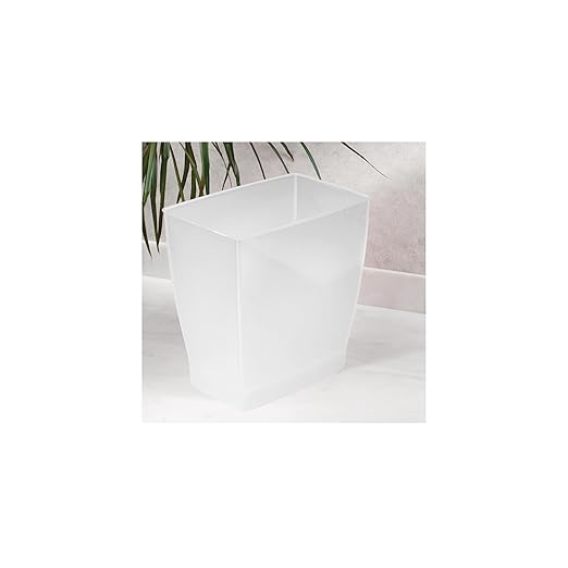 iDesign Small Plastic Bathroom Trash Can, Slim Rectangle Garbage Bin for Bedroom, Office, Dorm, 4-Pack, Frost