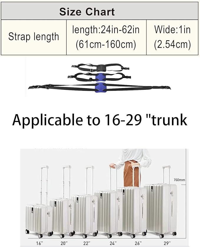 Luggage Straps Bag Bungee， Luggage Straps Suitcase Adjustable Belt，Add a Bag Easy to Travel Suitcase Elastic Strap Belt – (Black)