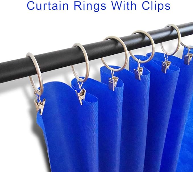 40 Pack Metal Curtain Rings with Clips, Curtain Clip Rings Hooks for Hanging Drapery Drapes Bows, Curtain Rod Rings 1.5 inch Interior Diameter, Matte Silver
