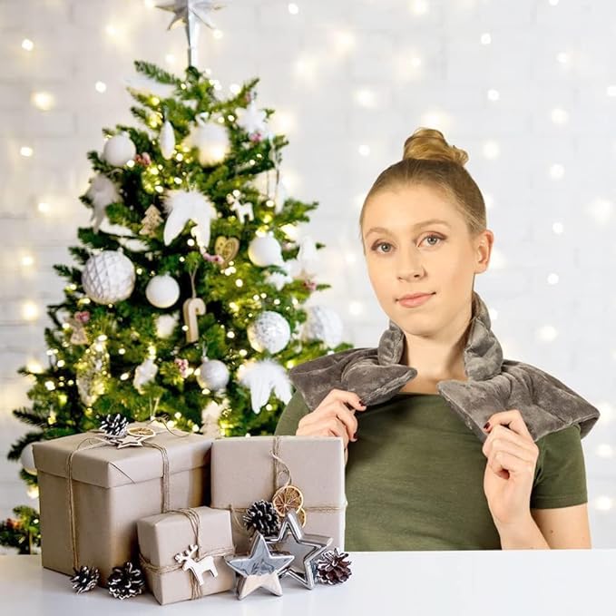 Mars Wellness Heated microwavable Neck and Shoulder Wrap - Herbal Hot/Cold Deep Penetrating Weighted Herbal Aromatherapy Shoulder and Neck Therapy Wrap - Made in The USA (Charcoal) - 2 Pack