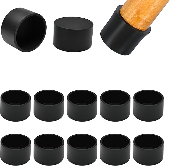 EASYEAH 1-1/2" (38.5mm) Silicone Chair Leg Floor Protectors, Rubber Chair Leg Caps, Non-Slip Furniture Pads Round Chair Feet Covers End Caps for Hardwood Floors, Patio & Table Foots, Black (10PCS)