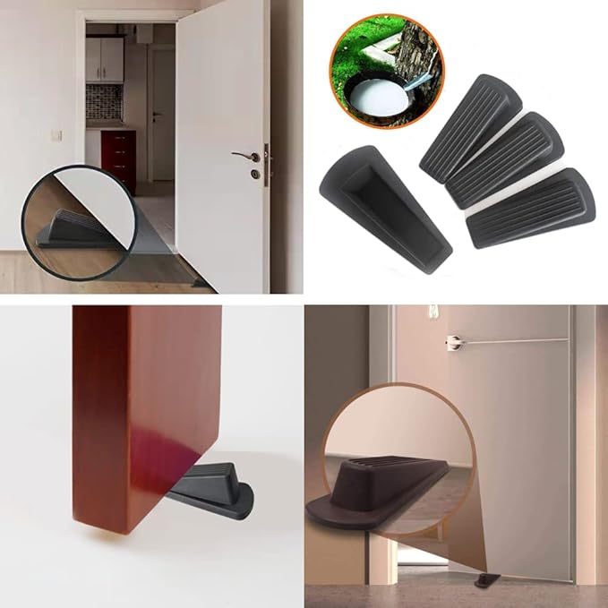 Door Stop, Door Stopper, Door Wedge, 6 Pack Rubber Door Stopper, Rubber Door Stops for Bottom of Door, Works on All Floor Types (Black Brown)