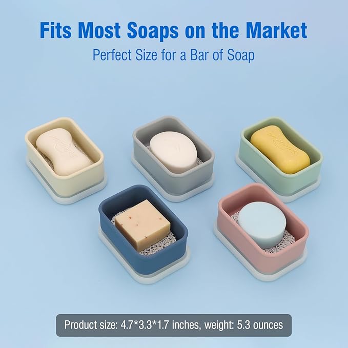 Enhanced Leak Proof Travel Soap Case, Compact Silicone Travel Soap Dish with Drainage Pad, Great for Gym, Camping, Business Trip (Black)