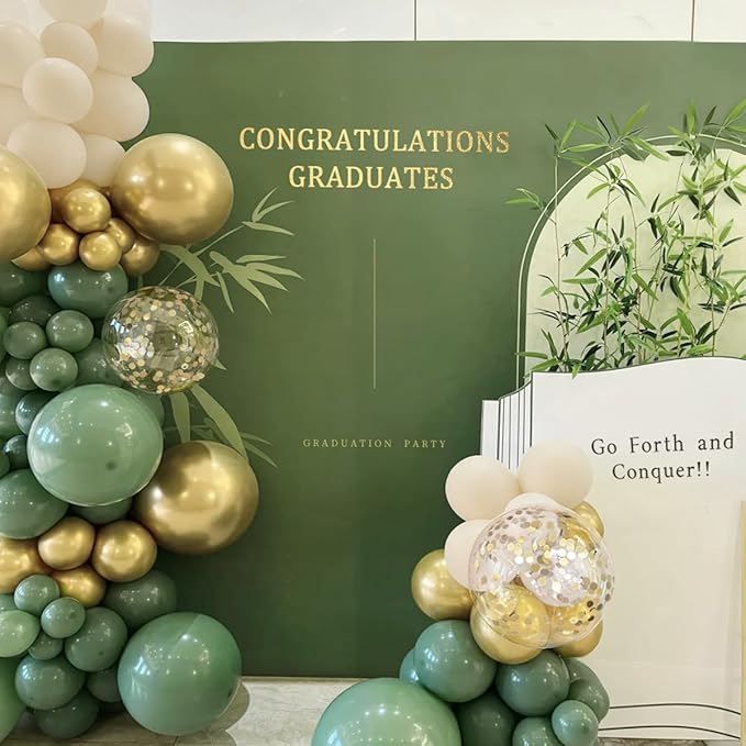 MEBAY Sage Green White Gold Balloon Arch Kit, 166Pcs Sage Green White Sand Gold Metallic and Gold Confetti Balloons Garland for Baby Shower Gender Reveal Wedding Jungle Safari Party Decoration