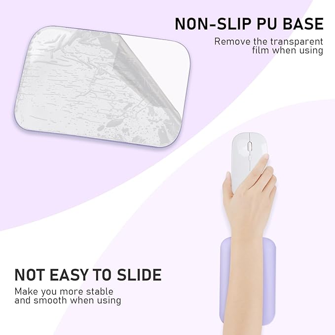 Leolee Elbow Rest Pads for Desk, Upgraded Gel Memory Foam Ergonomic Wrist Rest Pad Arm Rest Pads with Non-Slip Base, Cushion Support Relieve Elbow and Wrist Pain for Computer, Office, 2 Packs, Purple