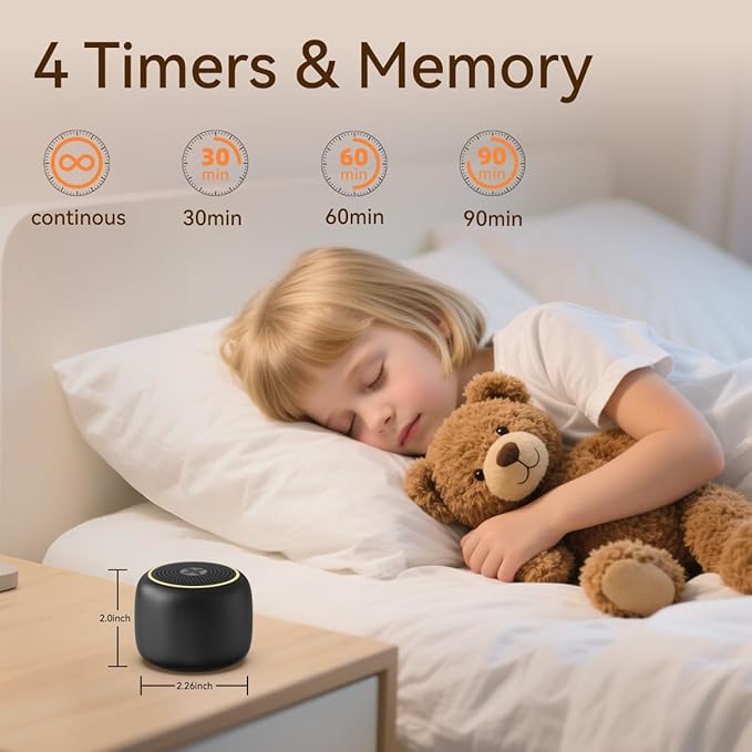 Portable Sound Machine Small Mini White Noise Machine Brown Noise 30 Soothing Sounds Rechargeable Speaker Block Noise 4 Memory Function Natural Baby Adults Kids for Travel Office Privacy Improve Sleep