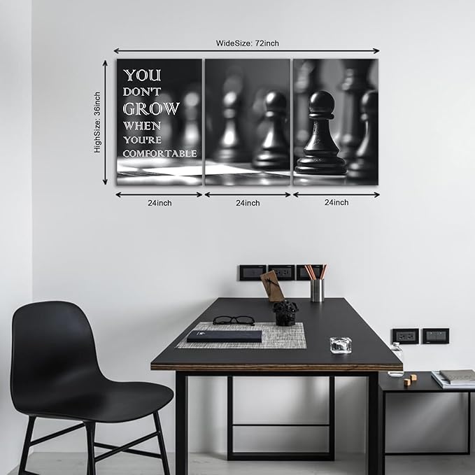 KAWAHONE Inspirational Canvas Wall Art, Black and White Art Wall Art Motivational Wall Art Decoration Positive Quotes Posters Prints for Living Room Bedroom, Office Decor, Gallery-Wrapped Canvas Art Set Framed Ready to Hang