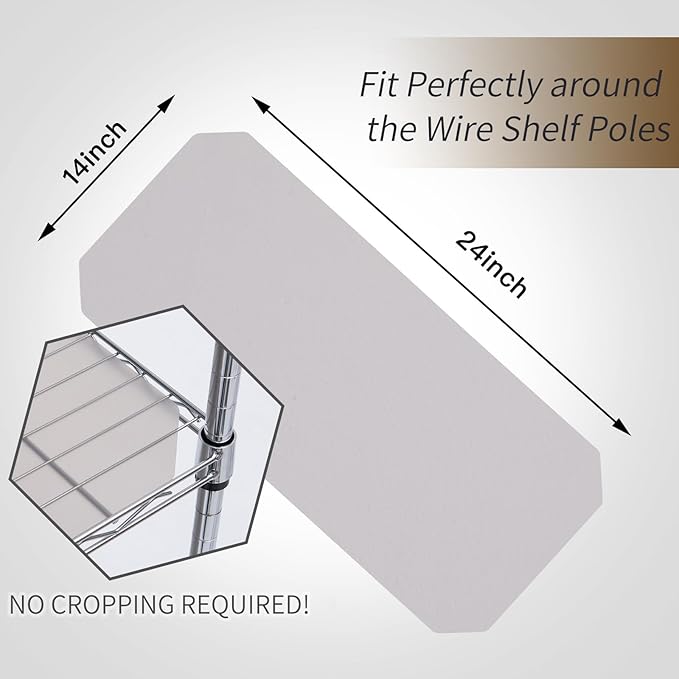 Poofzy Wire Shelf Liner 14" X 24", Non-Adhesive Plastic Shelf Liners for Wire Shelving, Waterproof Protector Mats (5PK, Gray)