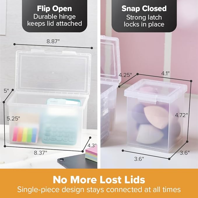 Bostitch Konnect Storage Containers with Lids, Organizer, Clear Plastic Box, Stackable Nesting Bins, 3-Piece Bundle, 1 Large, 2 Medium
