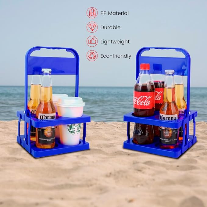 musbus Reusable Drink Carrier with Handle for Delivery Drivers, Portable Cup/Coffee Holder Accessories for Delivery, Foldable Drinks Caddy with Tray, Car Durable Plastic Festive Bottle, Vacation
