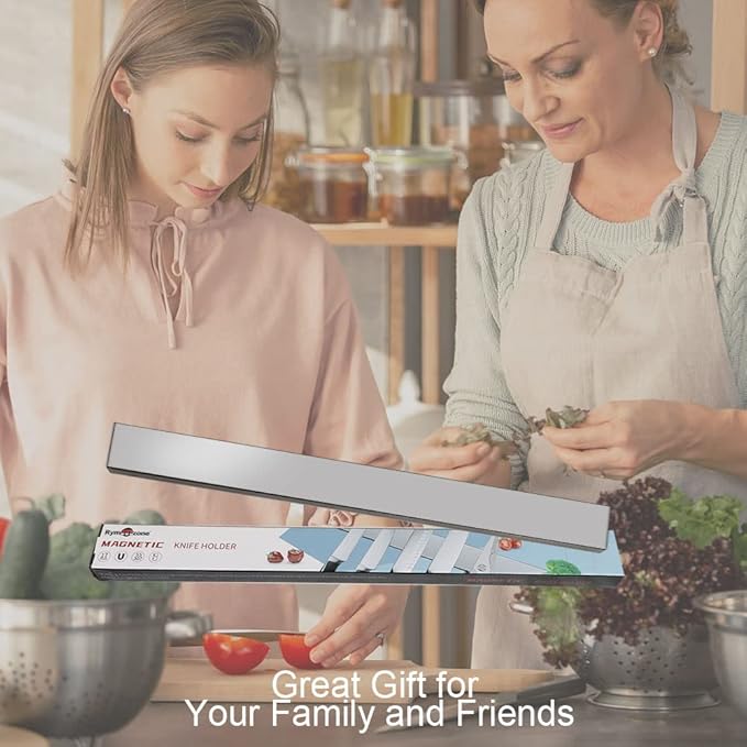 17" Double-Sided Knife Strip, Premium SUS304 Stainless Steel Magnetic Knife Holder for Refrigerator & Wall, Can be Used as Knife Rack, Tool Holder, and More