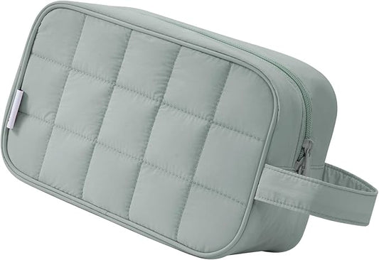 Narwey Puffy Travel Toiletry Bag for Traveling Women Girl, Travel Bag for Toiletries, Cute Travel Makeup Bag Organizer, Quilted Cosmetic Bag Make Up Skincare Medicine Bags