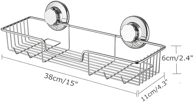 iPEGTOP L-4 Strong Suction Cup Shower Caddy Bath Shelf Storage, Combo Organizer Basket for Shampoo, Soap, Conditioner, Razor Bathroom Accessories - Rustproof Stainless Steel, Chrome