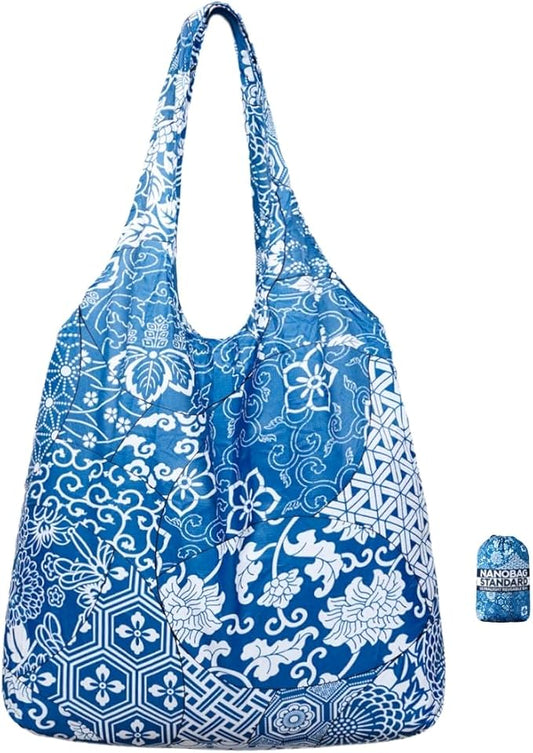 Nanobag Ultralight Foldable Tote for Women & Men, Reusable Grocery & Travel Bag, Packable Collapsible Compact Market Essential (Standard Porcelain)