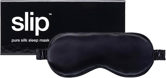 slip Pure Silk Sleep Mask - 100% Mulberry Silk, Ultra Soft & Comfortable, Blocks Light for Restful Sleep| Adjustable Strap for Perfect Fit, Gentle on Skin & Hair (Black - 1 Count Pack of 1)