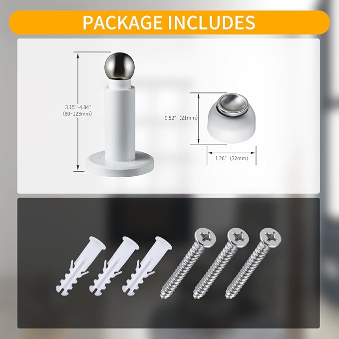 Door Stoppers – Heavy Duty Magnetic Door Stopper for Wall & Bottom of Door – Premium Adjustable Door Stop with Heavy-Duty Windproof Design, Constructed with SUS304 (White-1PCS)