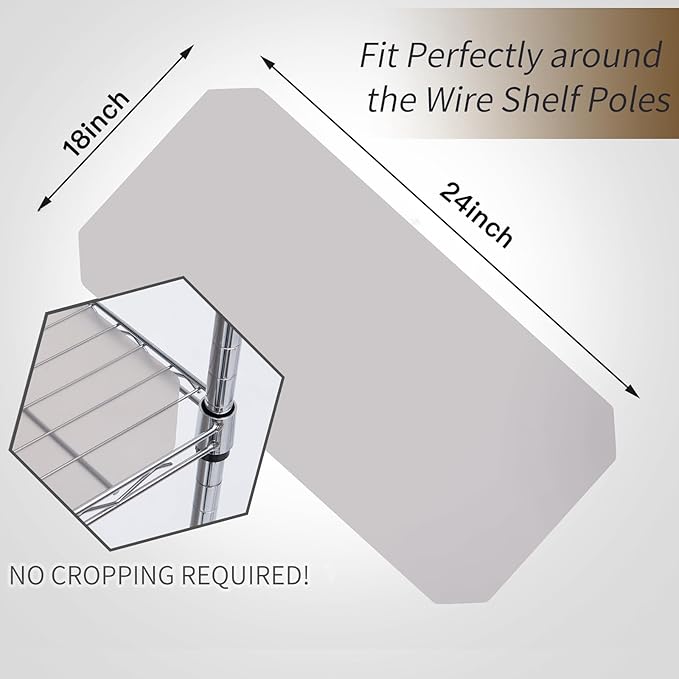 Poofzy Wire Shelf Liner 18" X 24", Non-Adhesive Plastic Shelf Liners for Wire Shelving, Waterproof Protector Mats (5PK, Gray)
