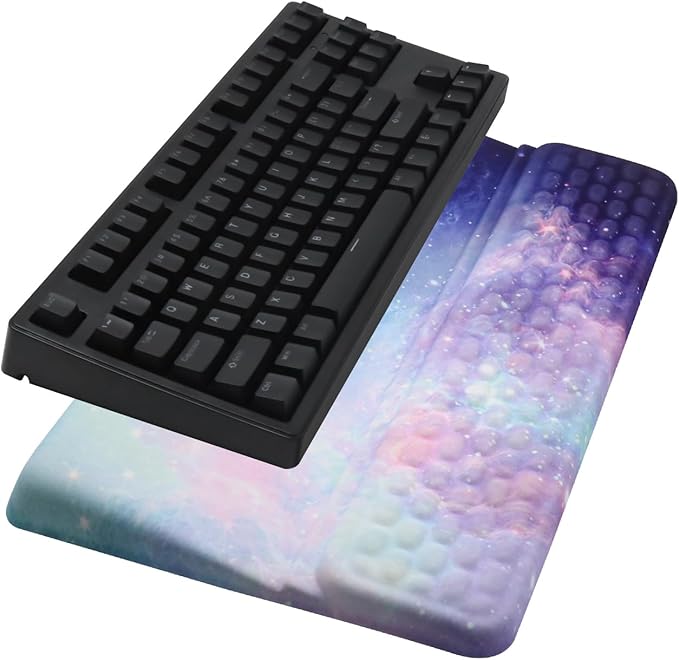 Ergonomic Keyboard Stand with Wrist Rest, Computer Wrist Support Pad, Tilted Keyboard Riser Holder Lift Tray with Wrist Pad, Easy Typing, Comfy Soft Memory Foam Desk Cushion for Office Home
