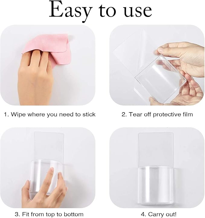 Remote Control Holder Wall Mount Damage-Free 2 pack, Clear Adhesive Remote Holder For Bed Sturdy Storage Box To Hold Remotes Eyeglasses Pen Key For RV,Bedroom,office