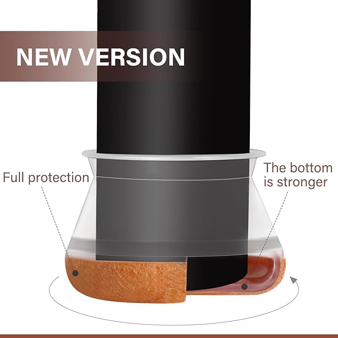 Chair Leg Floor Protectors, Round Chair Leg Protectors for Hardwood Floors, Silicone Caps, Felt Furniture Pads, Covers, Anti-Scratch, Reduce Noise, 16 Pack, Clear Round X-Large, Fit 1-5/8" to 2" (40-50mm)