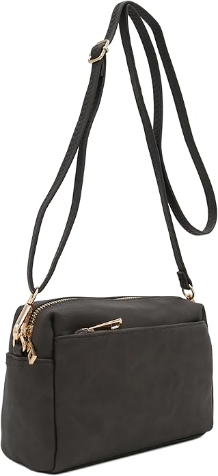 FashionPuzzle Triple Zip Small Crossbody Bag