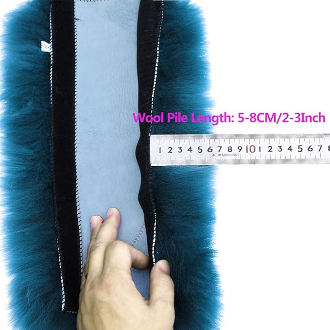 OGLAND Fuzzy Sheepskin Seat Belt Cover, Fluffy Seatbelt Pad for Plush Wool Adults Women Pet Universal Car Accessories 2 Pack (Dark Red)
