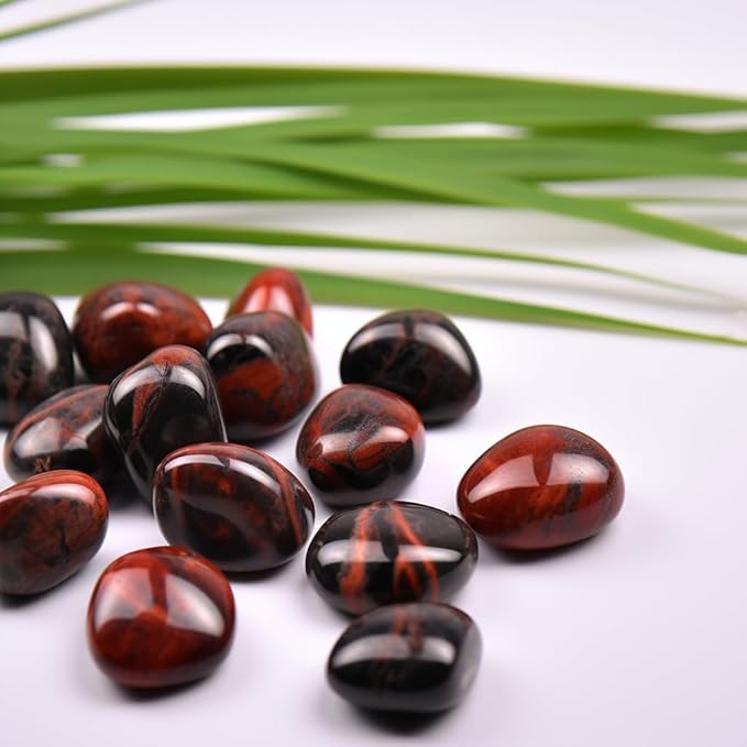 Polished Mahogany Obsidian Crystal Stones - 2 Pcs of 1.2" Worry Stone for Anxiety, Pocket Palm Stone Super Large Handpicked Natural Tumbled Gemstones for Meditation, Reiki, Chakra Healing, Home Decor