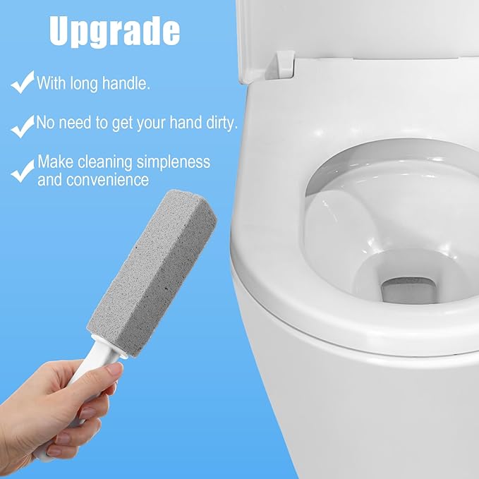 12 PCS Pumice Stone with Handle, Hard Water Stain Remover, Toilet Bowl Cleaner for Porcelain, Sink, Grill, and Bathroom Tile, Eco-Friendly Scouring Stick