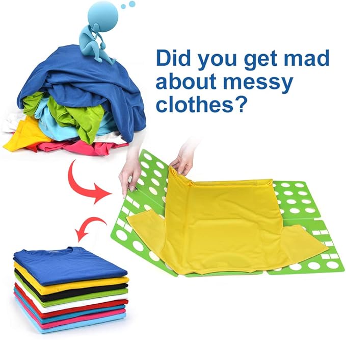 BoxLegend T Shirt Folding Board T Shirt Clothes Folder Laundry Organizer Easy and Fast for Kid and Adult to Fold Clothes Green