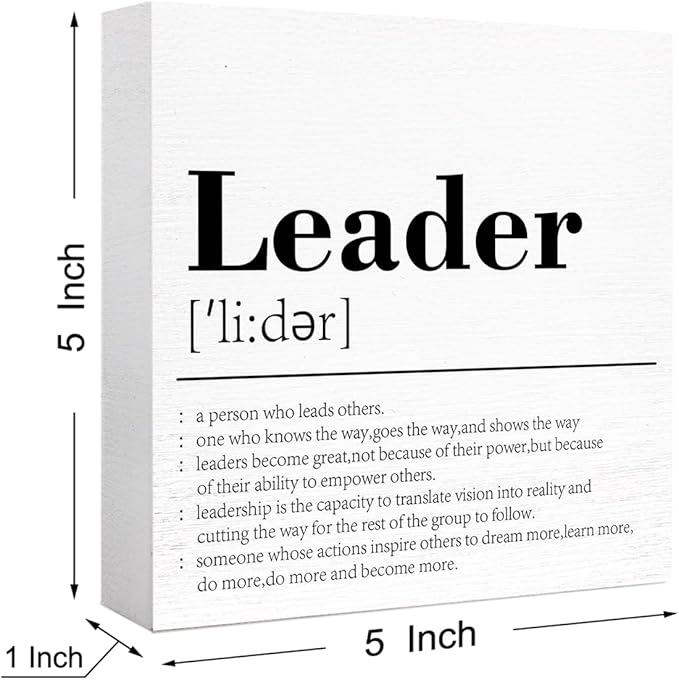 Gifts for Boss,Leader Definition Wooden Block Sign Desk Decor,Thank You Gift Going Away Gift Goodbye Gifts for Boss Leader