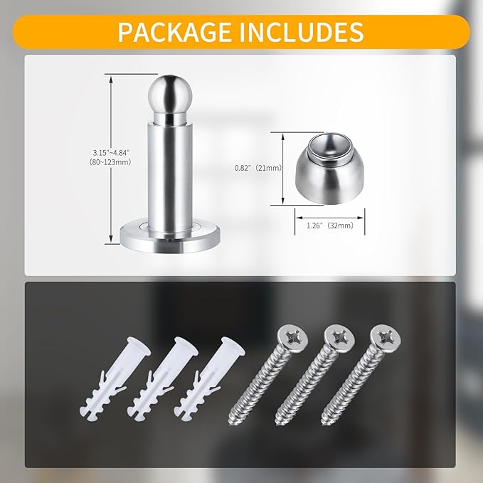 Door Stoppers – Heavy Duty Magnetic Door Stopper for Wall & Bottom of Door – Premium Adjustable Door Stop with Heavy-Duty Windproof Design, Constructed with SUS304 (Stainless Steel-1PCS)
