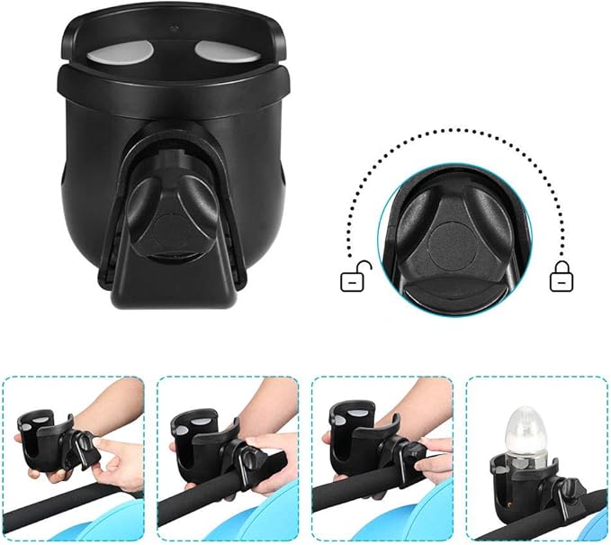 Accmor Stroller Cup Holder, Universal Cup Holder for Uppababy Nuna Doona Strollers, Bottle Drinks Holder for Wheelchair, Walker, Bike, Scooter