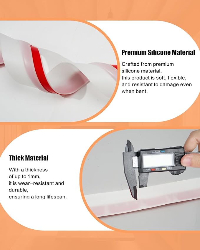 Orghtin White T-Shaped Silicone Seal Strip, 10FT x 1.37IN Weather Stripping Door Seal Strip, Windproof & Soundproof Door Draft Stopper