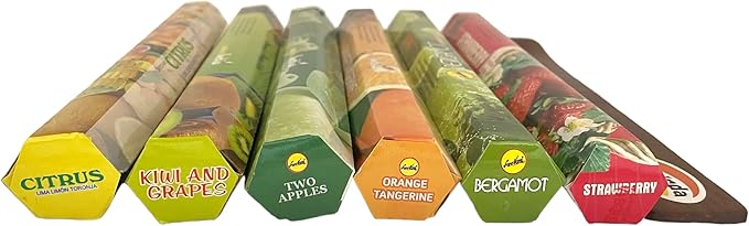 Sreevani Incense Sticks Variety Pack #14 and Incense Stick Holder Bundle Gift Set with 6 Fruity Fragrances