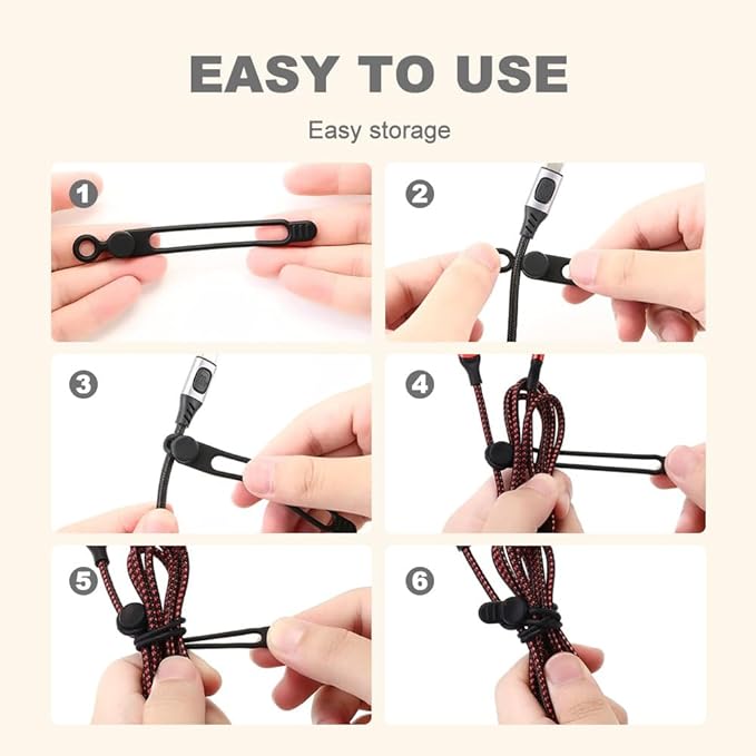 Data Cable Organizer, 2025 New Silicone Cable Ties Reusable Cable Management Organizer for Bundling and Fastening Cable Cords Wires (30)