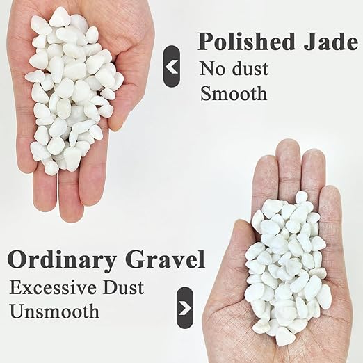 YISZM 5LB Succulent and Cactus Gravel Pebbles, 3/8 Inch Natural Decorative Polished Stones, River Rocks for Plants, Vases, Aquariums, Terrarium and Outdoor Gardening, White