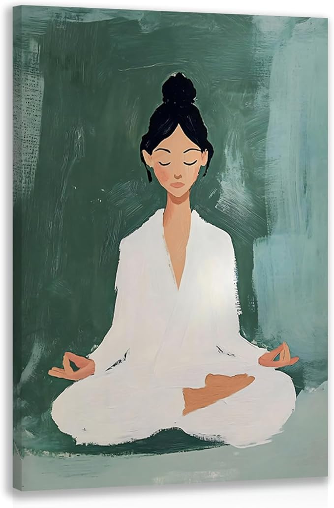 GELDSTEI Framed Zen Wall Art, Tranquil Meditation Wall Decor, Yoga Girl Canvas Painting, Spiritual Aesthetic Picture, Calming Mindfulness Poster Print for Living Room Spa Yoga Studio 12"x16"