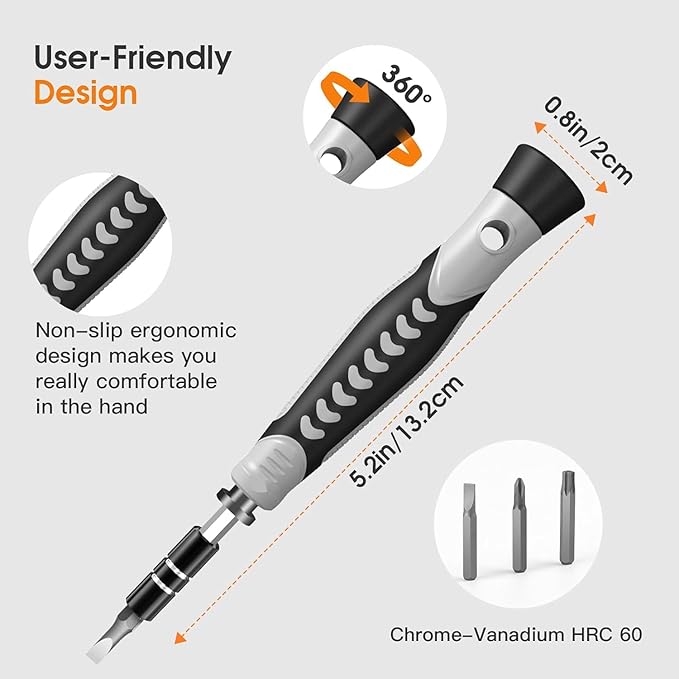 Screwdriver Set - Precision Screwdriver Bit Sets, Mini Hex Phillips Torx Slotted Screwdriver Bit Set with Tool Box, Ideal for Electronics, Laptop, iPhone, Jewelers and More (130-IN-Black)