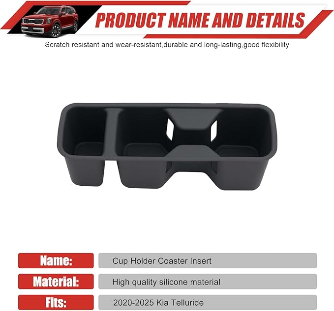 Cup Holder Coaster Fit for 2020-2025 Kia Telluride Accessories Cup Holder Mat Pad Inserts Interior CupHolder Liner for 2024 Kia Telluride(for Telluride)