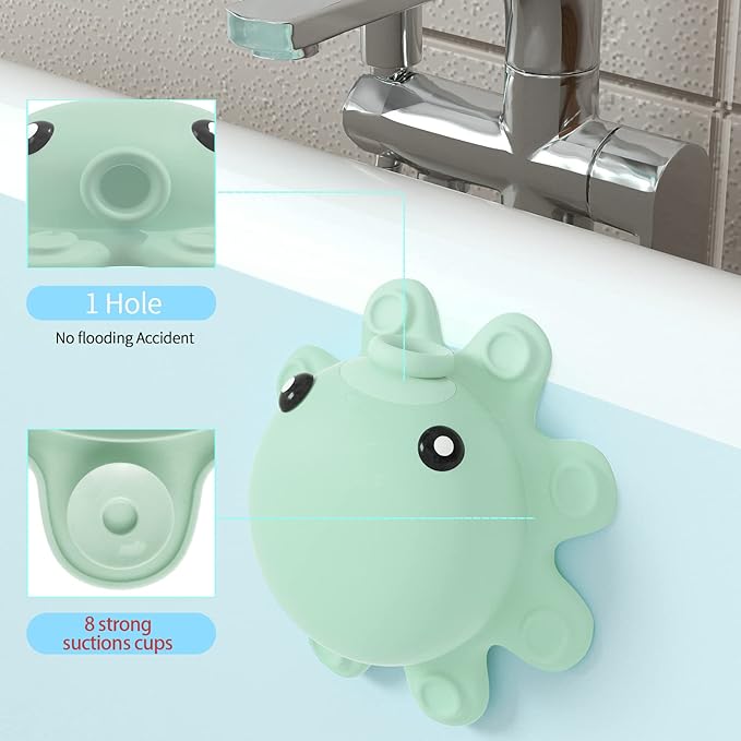 Bathtub Overflow Drain Cover - Silicone Bathroom Overflow Drain Cover, Bathtub Overflow Cover, Bathroom Spa Accessories, Adds Inches of Water for Deeper & Warmer Bath, Aqua Green