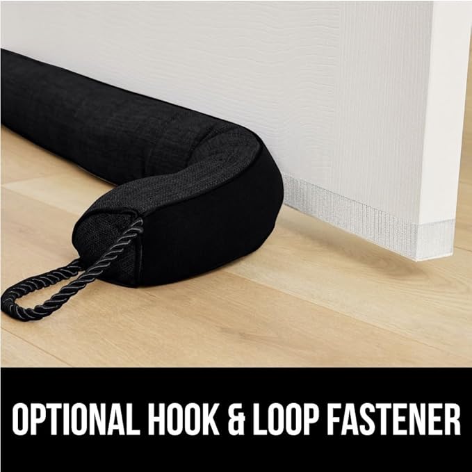 GORILLA GRIP Door Draft Stopper for Bottom of Doors, Sweep Weather Stripping Seal Noise, Cold Air Blocker, Soundproofing, Warmth Sealer, Easy Install Gap Filler, Home Essentials, 32 Inch, Black